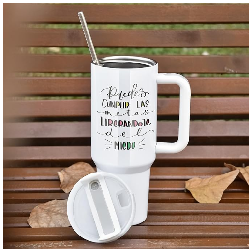 White Tumbler with White Handle 40oz