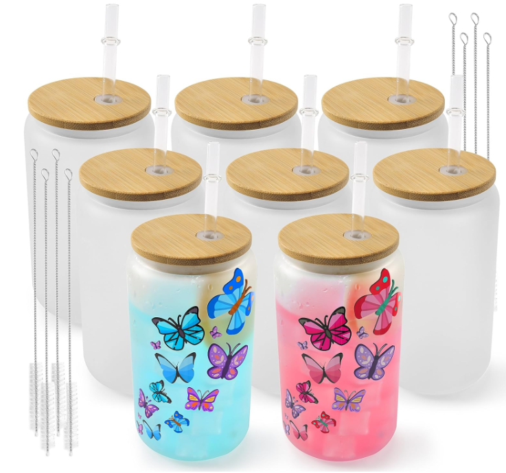 Jar with Personalized Photo & Text (Frosted Glass) 16oz