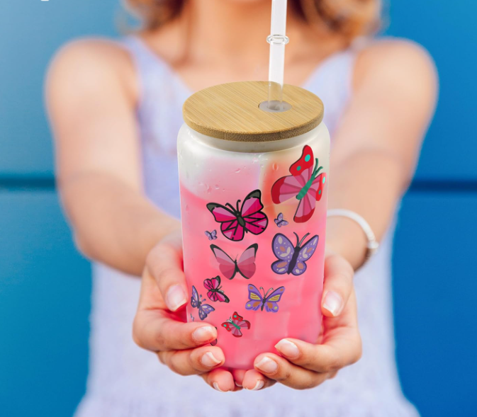 Jar with Personalized Photo & Text (Frosted Glass) 16oz