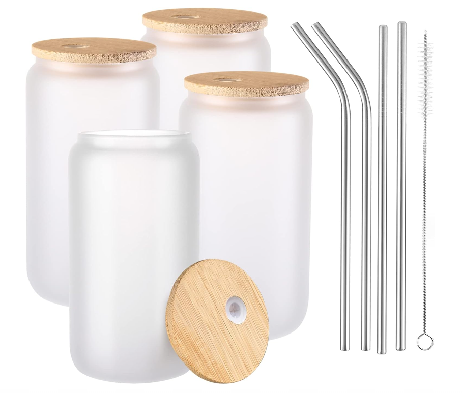 Jar with Personalized Photo & Text (Frosted Glass) 16oz