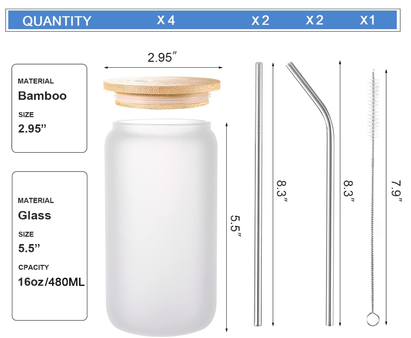 Jar with Personalized Photo & Text (Frosted Glass) 16oz