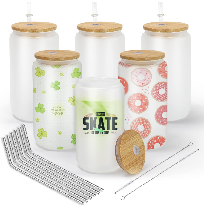 Jar with Personalized Photo & Text (Frosted Glass) 16oz