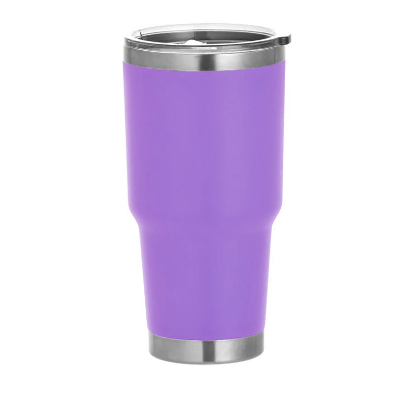 Custom Coffee Tumbler - 30 oz Purple Insulated Tumbler with Straw