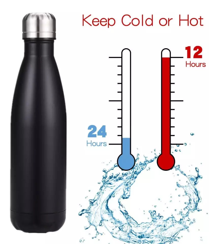 Personalized Text/Logo Sports Thermal Water Bottle 500ml (Black
