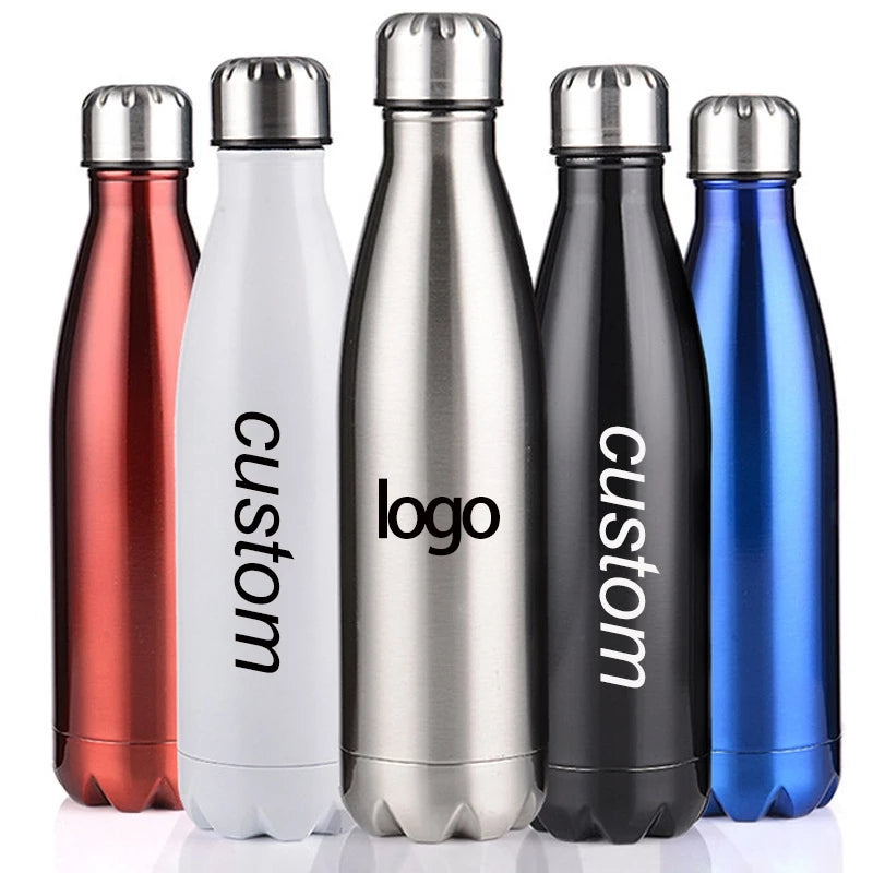Personalized Text/Logo Sports Thermal Water Bottle 500ml (Black